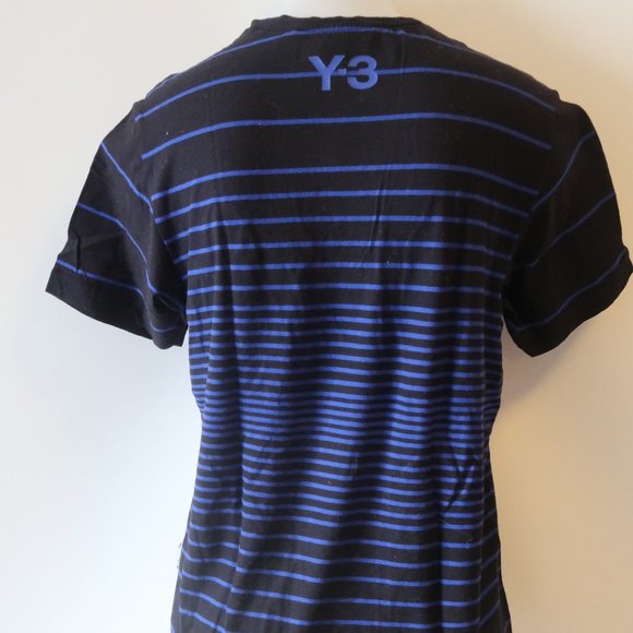 Y-3 YOHJI YAMAMOTO BLACK BLUE STRIPED T-SHIRT M* - Picture 8 of 11